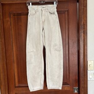 Levi's Cream/Tan Straight-Leg Cinch Barrel Jeans, size 24